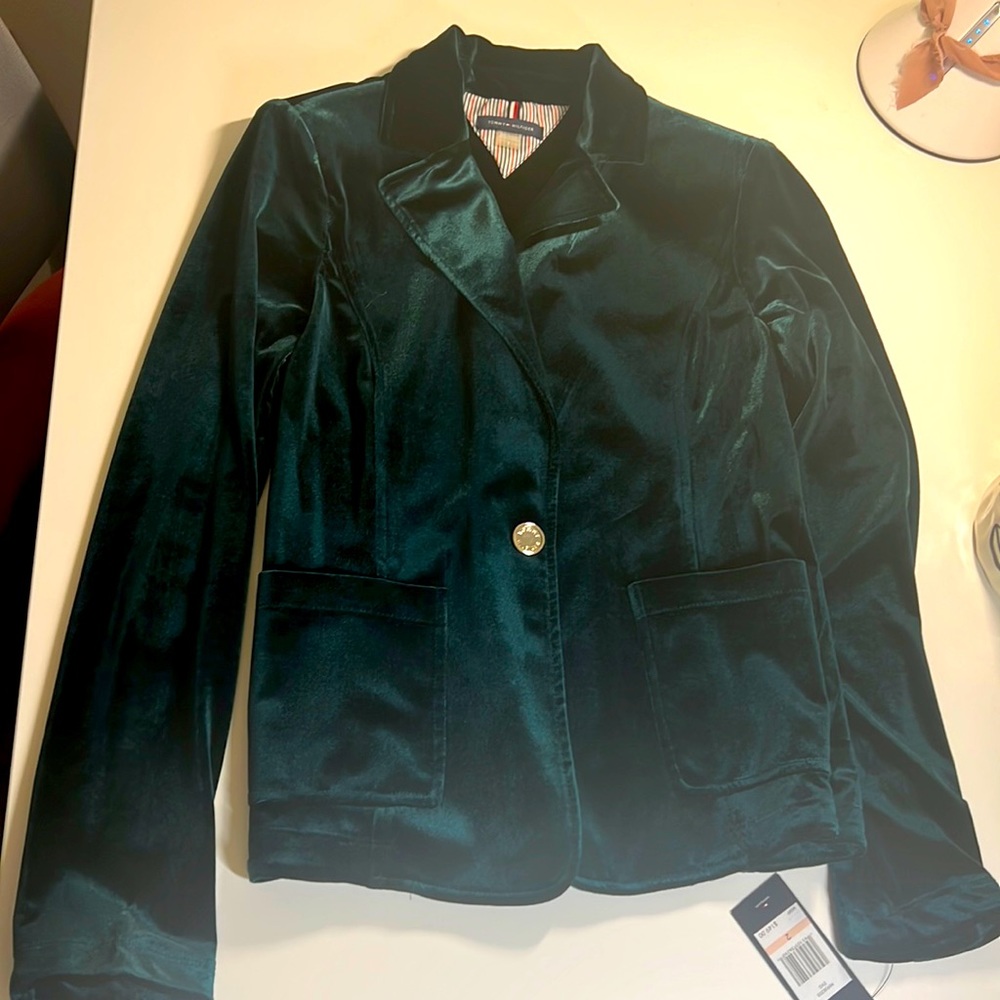 Emerald Velvet Stretchy Green Blazer Tommy Hilfiger Size 2
